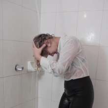 lovingmessy4you: Wetlook in the Shower Business Suit
