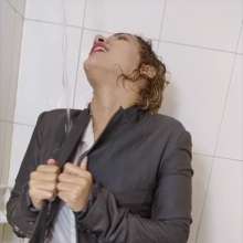 lovingmessy4you: Wetlook in the Shower Business Suit