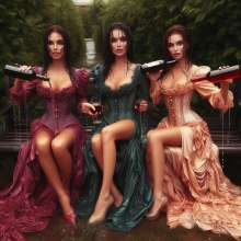 Wetmaxiskirts: AI Glamour Wetlook and Muddy: Victorian women at work and at play (Bic)