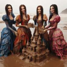 Wetmaxiskirts: AI Glamour Wetlook and Muddy: Victorian women at work and at play (Bic)