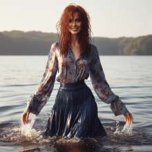 Wetmaxiskirts: AI Wetlook (some muddy): modern shirts/skirts/dresses