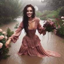 Wetmaxiskirts: AI Glamour Wetlook and Muddy: individual women in vintage dresses (Bic)