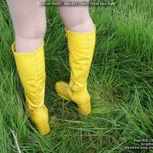 DungeonMasterOne: Maude in the mud in a cherry-print mini-dress and go-go boots!