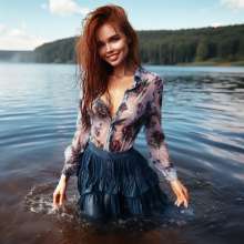 Wetmaxiskirts: AI Wetlook (some muddy): modern shirts/skirts/dresses