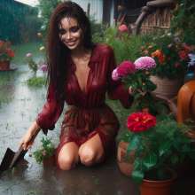 Wetmaxiskirts: AI Wetlook (some muddy): modern shirts/skirts/dresses