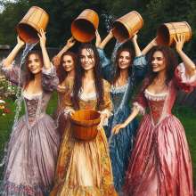 Wetmaxiskirts: AI Glamour Wetlook and Muddy: Victorian women at work and at play (Bic)