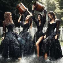 Wetmaxiskirts: AI Glamour Wetlook and Muddy: Victorian women at work and at play (Bic)