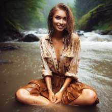 Wetmaxiskirts: AI Wetlook (some muddy): modern shirts/skirts/dresses