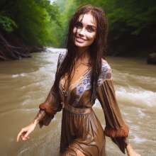 Wetmaxiskirts: AI Wetlook (some muddy): modern shirts/skirts/dresses