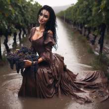 Wetmaxiskirts: AI Glamour Wetlook and Muddy: individual women in vintage dresses (Bic)