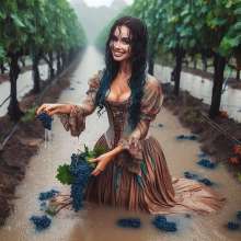Wetmaxiskirts: AI Glamour Wetlook and Muddy: individual women in vintage dresses (Bic)