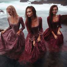Wetmaxiskirts: AI Glamour Wetlook and Muddy: Victorian women at work and at play (Bic)