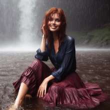 Wetmaxiskirts: AI Wetlook (some muddy): modern shirts/skirts/dresses