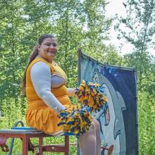 JD and Messy Andi: Another Cheerleader Dunking!