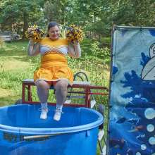 JD and Messy Andi: Another Cheerleader Dunking!
