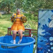 JD and Messy Andi: Another Cheerleader Dunking!