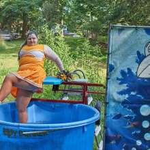 JD and Messy Andi: Another Cheerleader Dunking!