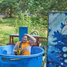 JD and Messy Andi: Another Cheerleader Dunking!