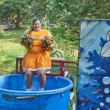 JD and Messy Andi: Another Cheerleader Dunking!