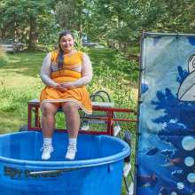JD and Messy Andi: Another Cheerleader Dunking!