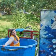 JD and Messy Andi: Another Cheerleader Dunking!