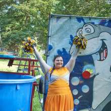 JD and Messy Andi: Another Cheerleader Dunking!