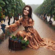 Wetmaxiskirts: AI Glamour Wetlook and Muddy: individual women in vintage dresses (Bic)
