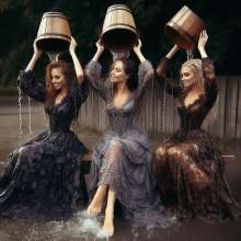 Wetmaxiskirts: AI Glamour Wetlook and Muddy: Victorian women at work and at play (Bic)