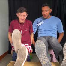 RevSlymsford: Jonjo And Ramon Bare Feet Tickling and Slimed Over The Head