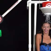 gpgt90: Julie in the Flush Tank: Blue Polka Dot Dress
