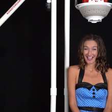 gpgt90: Julie in the Flush Tank: Blue Polka Dot Dress