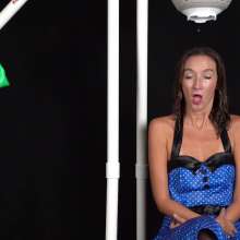 gpgt90: Julie in the Flush Tank: Blue Polka Dot Dress