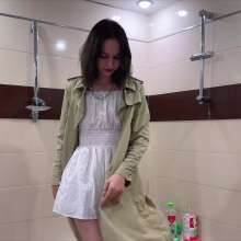 Wet Live Team: Mila in a Transparent Dress and Coat Is All Wet
