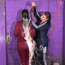 DungeonMasterOne: Red and Blue Tracksuit Hairwash