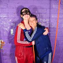 DungeonMasterOne: Red and Blue Tracksuit Hairwash