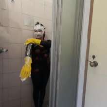 Thefetishgirl: Shiny Leggings, Rubber Gloves, Shower, Slime and Pie