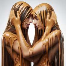 splathair2020: AI Long Hair Women slow dance in Peanut Butter