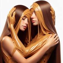 splathair2020: AI Long Hair Women slow dance in Peanut Butter