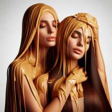 splathair2020: AI Long Hair Women slow dance in Peanut Butter