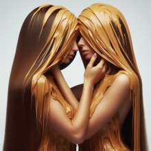 splathair2020: AI Long Hair Women slow dance in Peanut Butter