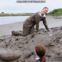 DungeonMasterOne: Mud Romp in Rainwear with Fidelity and Miss Abigail!