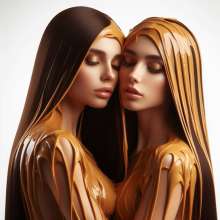 splathair2020: AI Long Hair Women slow dance in Peanut Butter