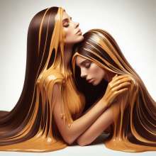 splathair2020: AI Long Hair Women slow dance in Peanut Butter