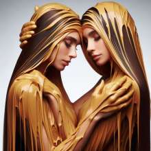 splathair2020: AI Long Hair Women slow dance in Peanut Butter