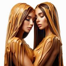 splathair2020: AI Long Hair Women slow dance in Peanut Butter