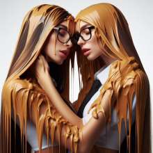 splathair2020: AI Nerd girls enjoying peanut butter