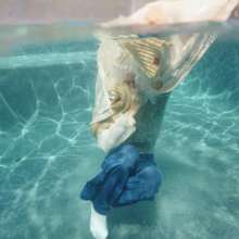 WetlookFashion: Hannah Is Swimming in a Jeans Winter Outfit