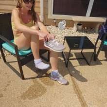 WetlookFashion: Joy's Wet Workout Wearing a Sports Bra and Shorts