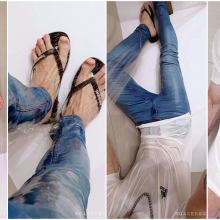 soakedguy: Wet Jeans and White Adidas Shirt