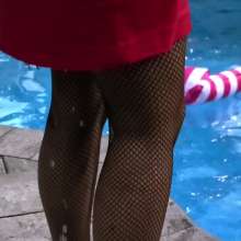 Wet Orchid: Wet Orchid Takes A Day Swim In Dress, Fishnets, and Heels
